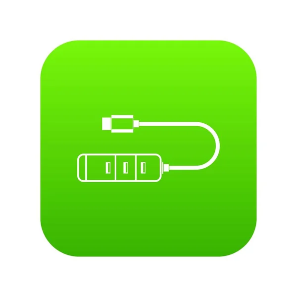 Conectores de adaptador USB ícone verde digital — Vetor de Stock