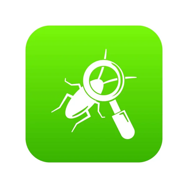 Buscar insecto icono verde vector — Archivo Imágenes Vectoriales