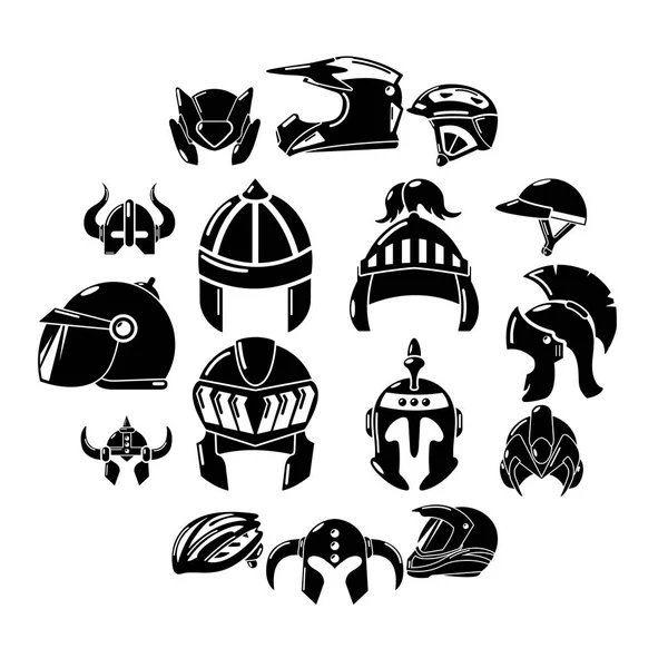 Helmet icons set, simple style — Stock Vector