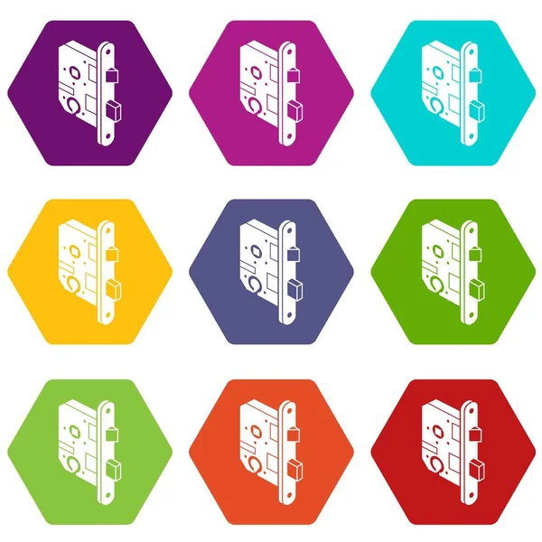 Serie di icone di blocco porta standard 9 vettoriale — Vettoriale Stock