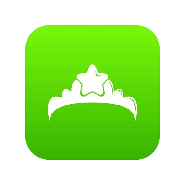 Pequeña princesa icono de la corona verde vector — Archivo Imágenes Vectoriales