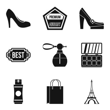 Ticaret hall Icons set, basit tarzı