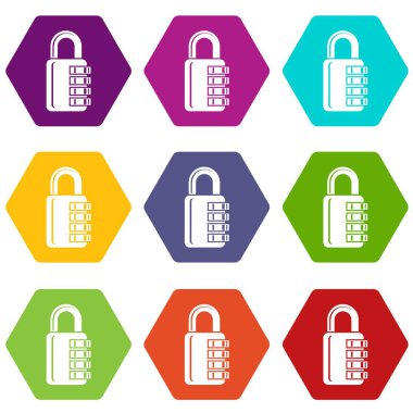 9 vektör şifreli kilit Icons set