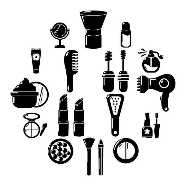 Conjunto de iconos de cosméticos, estilo simple — Vector de stock