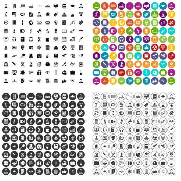 100 iconos científicos investigadores conjunto variante vectorial — Vector de stock