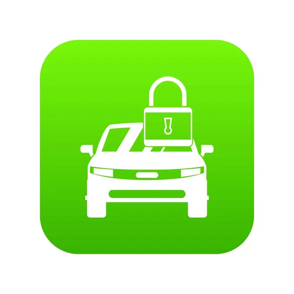 Coche con icono candado digital verde — Vector de stock