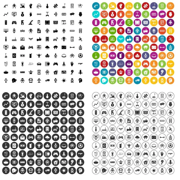 100 iconos robot conjunto variante vectorial — Vector de stock