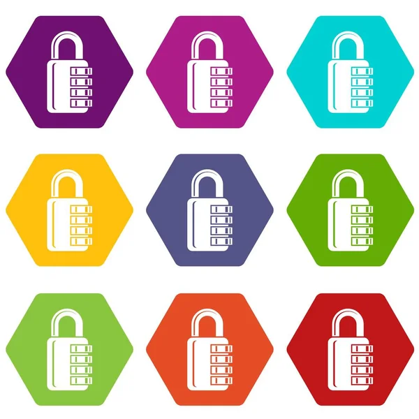 9 vektör şifreli kilit Icons set