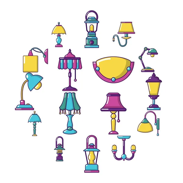 Lamp icons set, cartoon style — Stock Vector