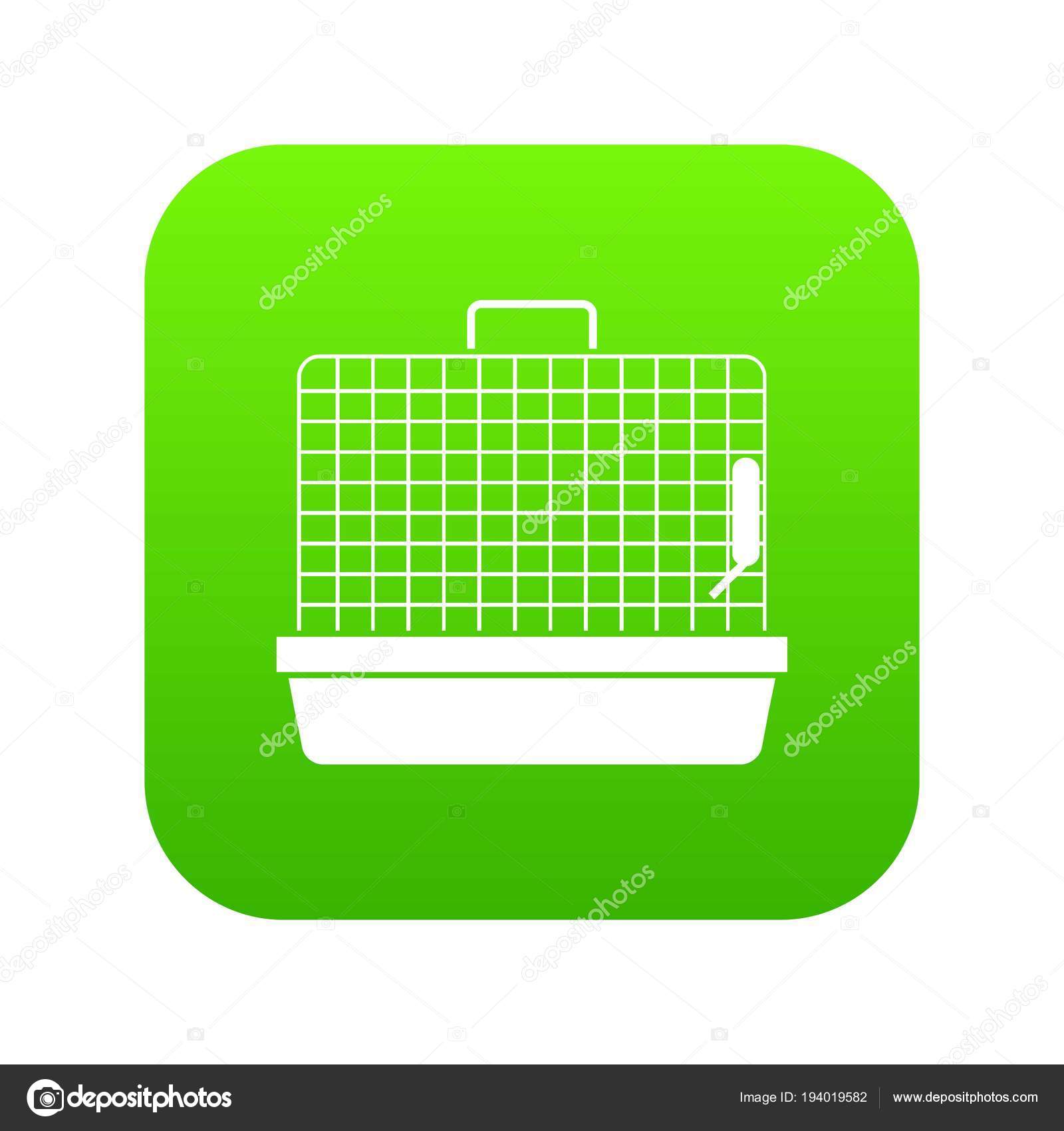 Cage Pour Oiseaux Icône Numérique Vert Image Vectorielle