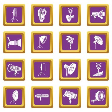 Mor kare vektör fotoğraf Icons set