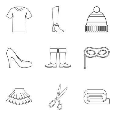 Tur Icons set alışveriş, anahat stili