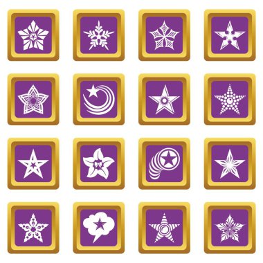 Mor kare vektör dekoratif yıldız Icons set