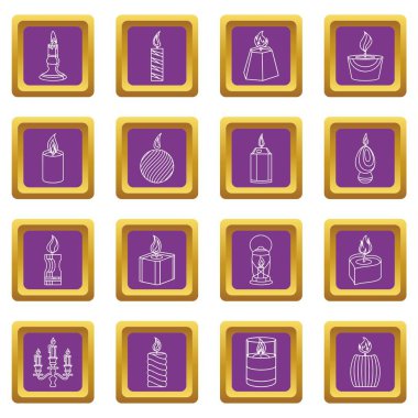 Mum formları simgeler kümesi mor kare vektör