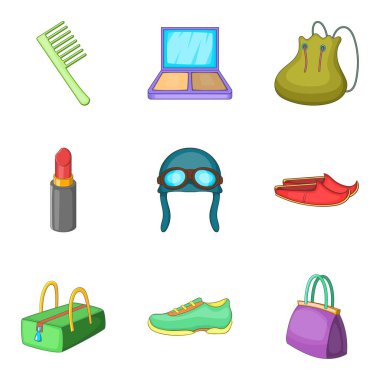 Kadın aktivite Icons set, karikatür tarzı