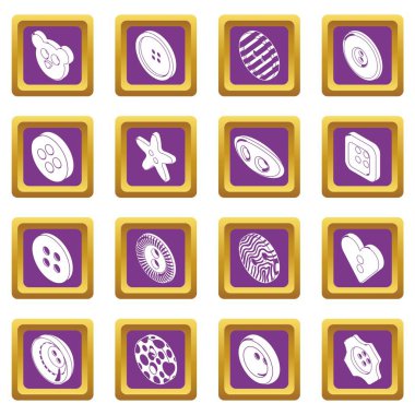 Giysi ikonlar mor kare vektör ayarla