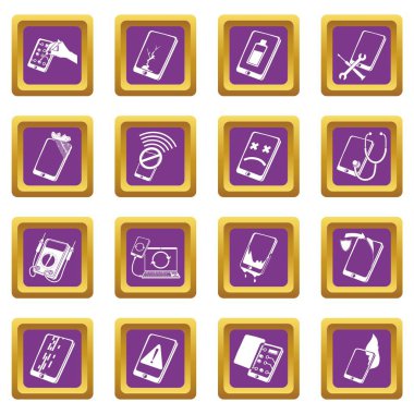 Simgeler kümesi mor kare vektör onarım telefonları tamir