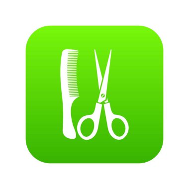 Makas ve tarak simgesi dijital yeşil