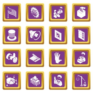 Mor kare vektör seçim oy Icons set