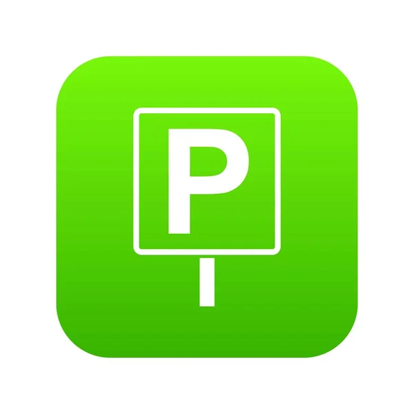 Park işareti simgesi dijital yeşil — Stok Vektör