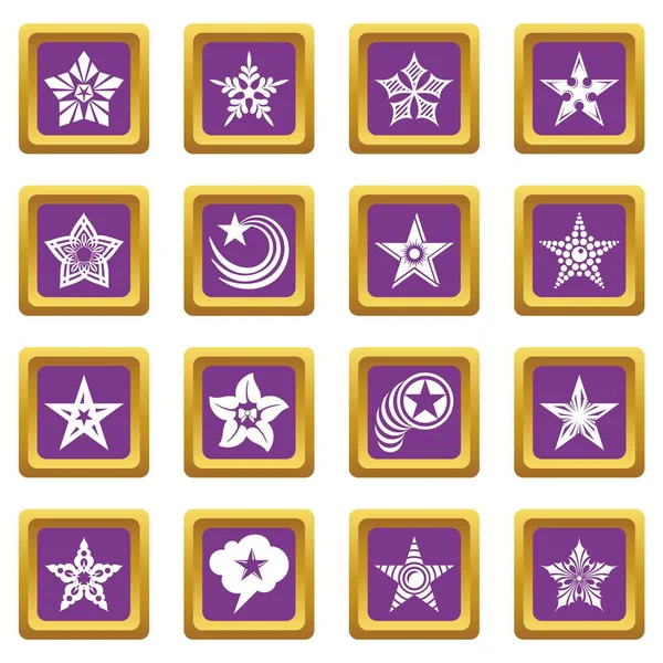Mor kare vektör dekoratif yıldız Icons set
