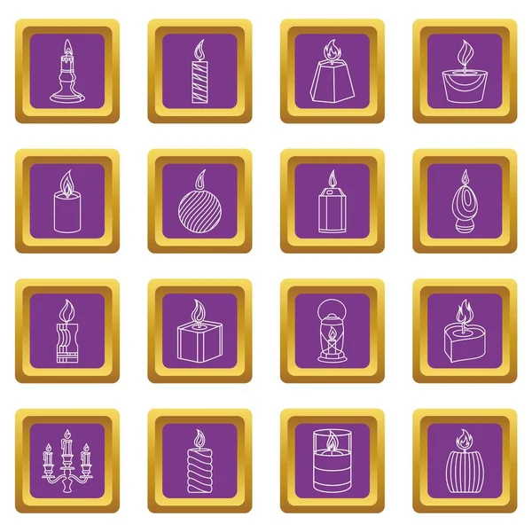 Mum formları simgeler kümesi mor kare vektör