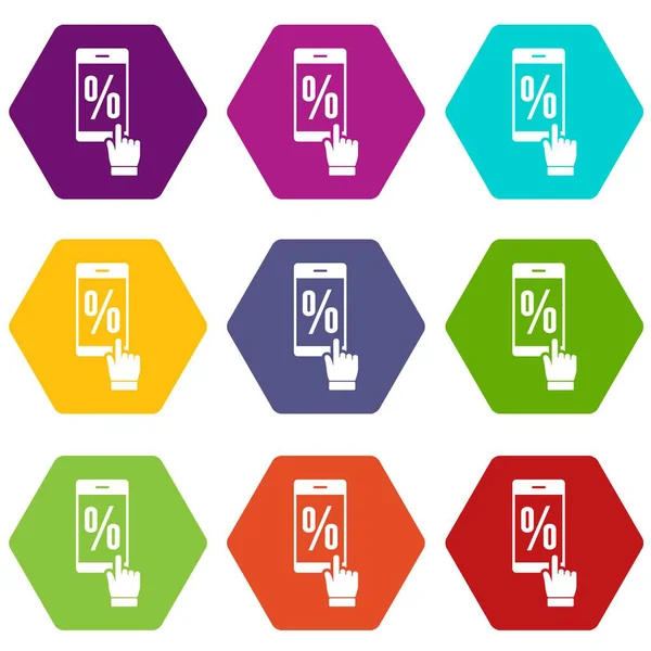 Pourcentage sur l'écran icônes définir 9 vecteur — Image vectorielle