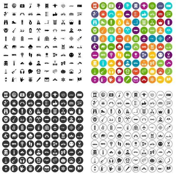 100 iconos de aventura set vector variante — Vector de stock