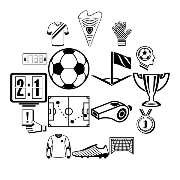 Conjunto de iconos de fútbol, estilo simple — Vector de stock