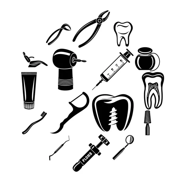 Conjunto de iconos estomatólogos dentistas, estilo simple — Vector de stock