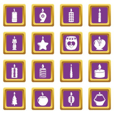 Mum formları simgeler kümesi mor kare vektör