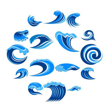 Mavi Dalgalar Icons set, basit tarzı
