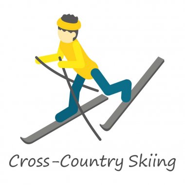Cross country kayak simgesi, izometrik stil