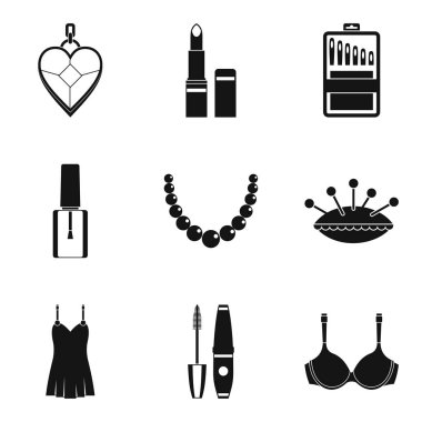 Güzel kıyafetleri Icons set, basit tarzı