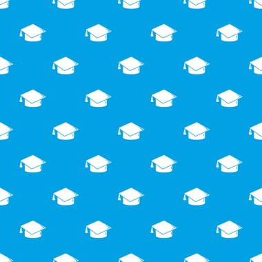 Mezuniyet kap desen vektör kesintisiz mavi