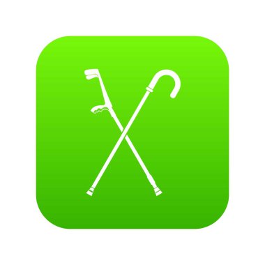 Yürüyüş baston simgesi dijital yeşil