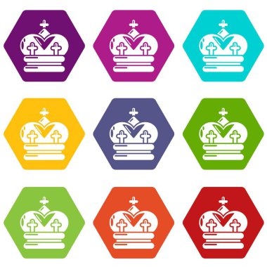 9 vektör taç Icons set