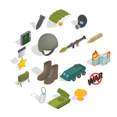 Savaş Icons set, izometrik 3d stili