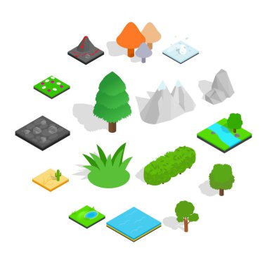 Manzara Icons set, izometrik 3d stili