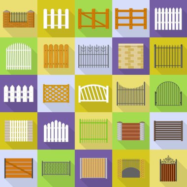 Ülke türleri Icons set eskrim, düz stil