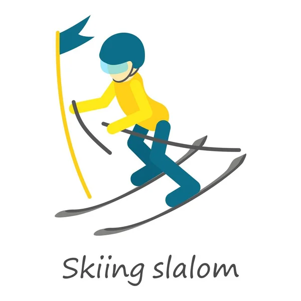 Esquí icono slalom, estilo isométrico — Archivo Imágenes Vectoriales