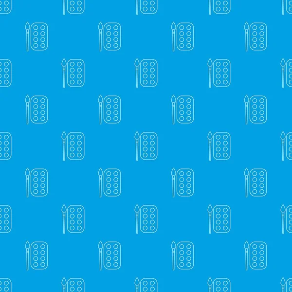 Pinsel Farbpalette Muster Vektor nahtlos blau — Stockvektor