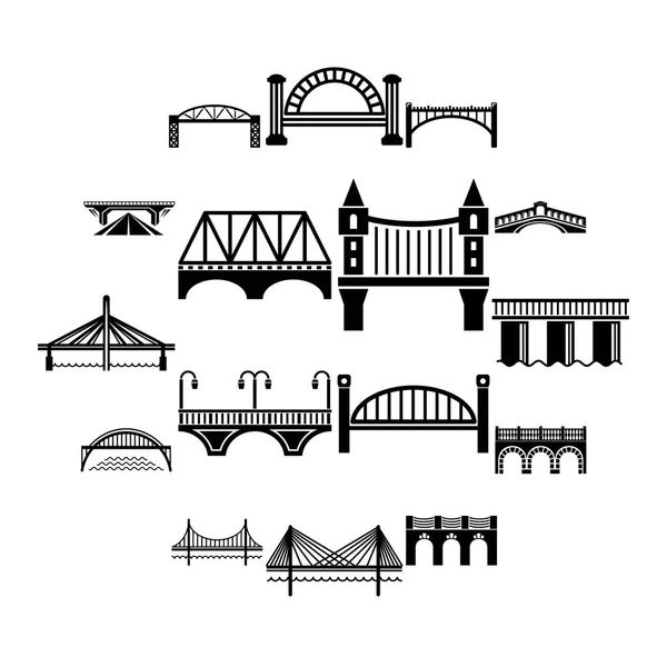 Набор иконок моста, простой стиль — стоковый вектор