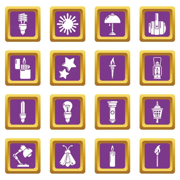 Mor kare vektör ışık kaynağı Icons set