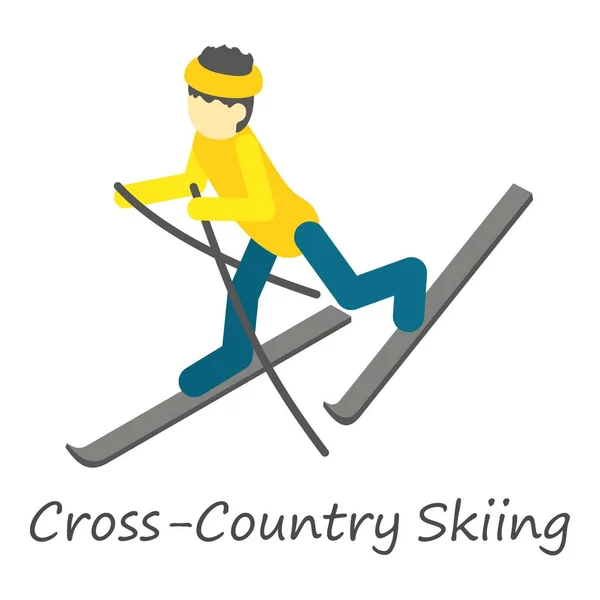 Icono del esquí de fondo, estilo isométrico — Vector de stock