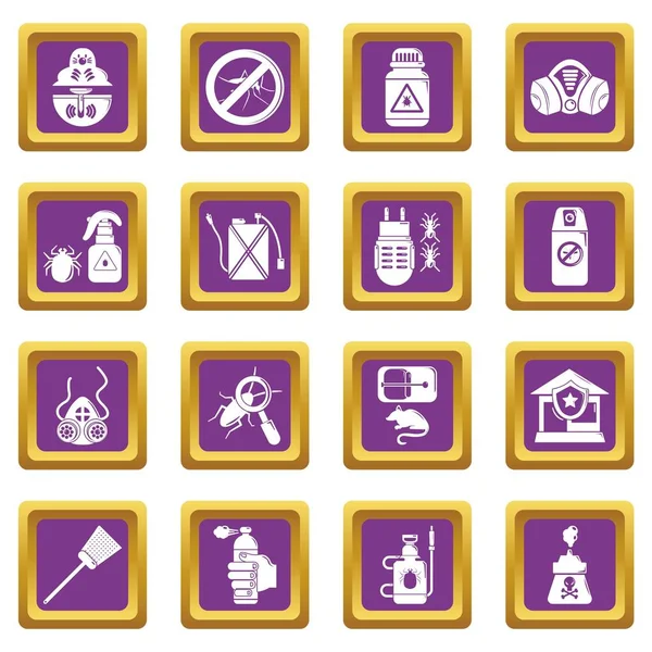 Mor kare vektör Pest kontrol araçları Icons set