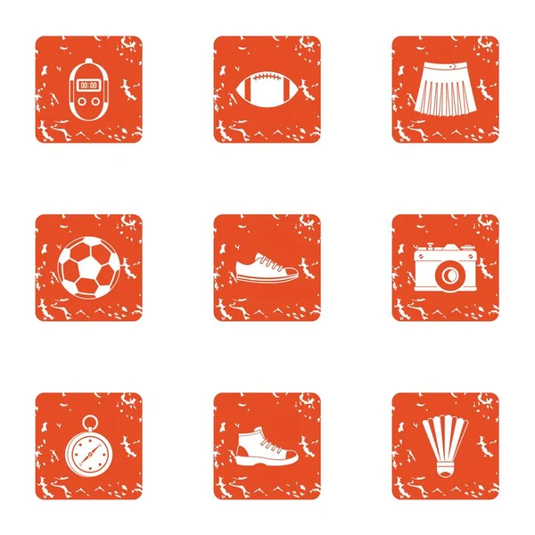 Deporte cometer iconos conjunto, estilo grunge — Vector de stock