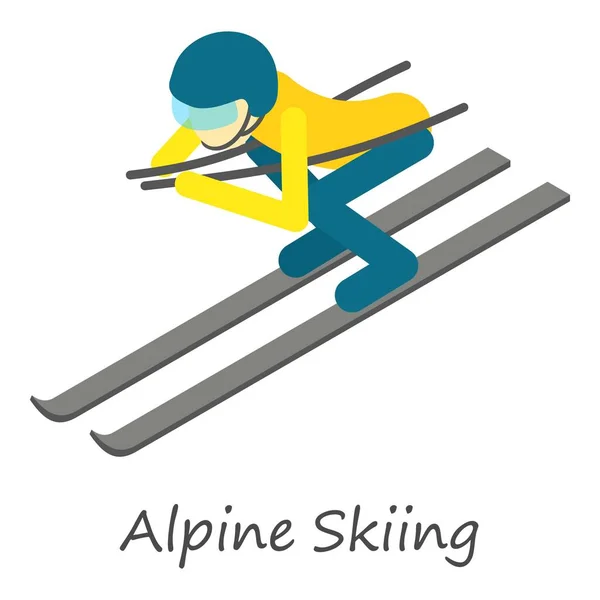 Alpine skiing icon, isometric style — Stock Vector