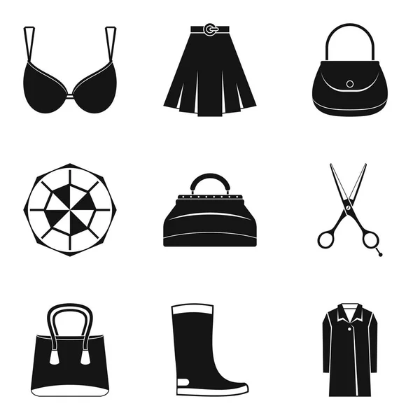 Güzel giysiler Icons set, basit tarzı — Stok Vektör