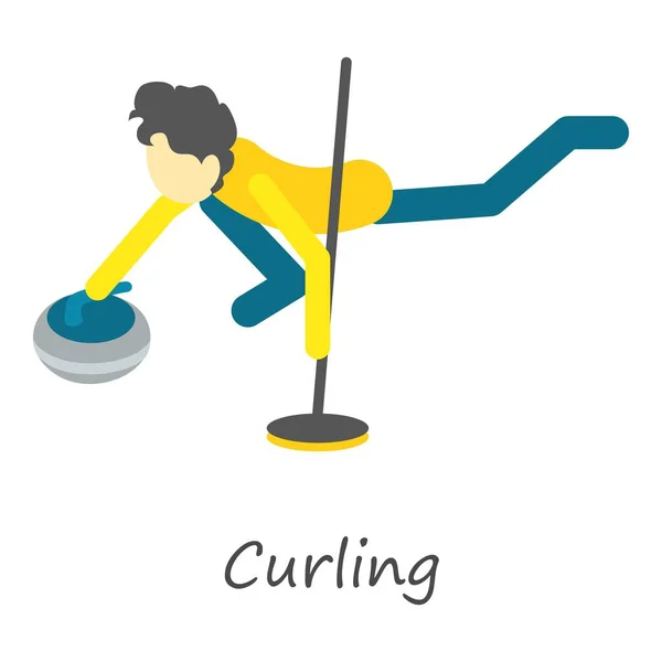 Curling-Ikone, isometrischer Stil — Stockvektor